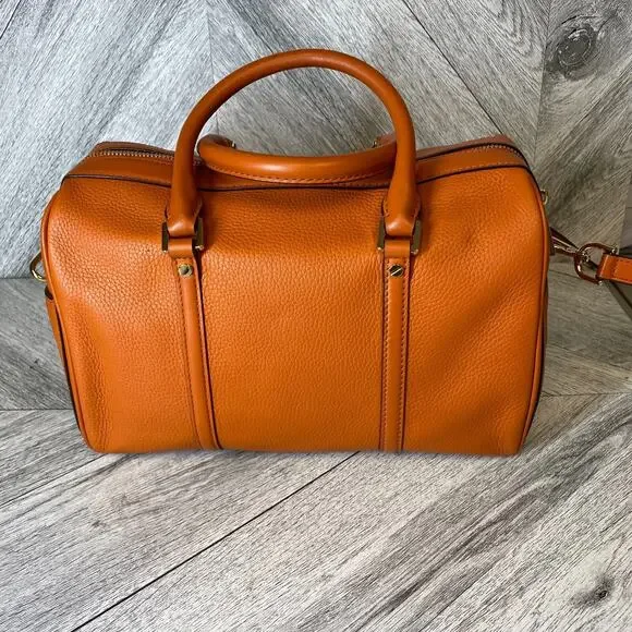 Michael Kors Burnt Orange Leather Bedford Legacy Duffel Satchel Medium $328 New - Picture 9 of 16
